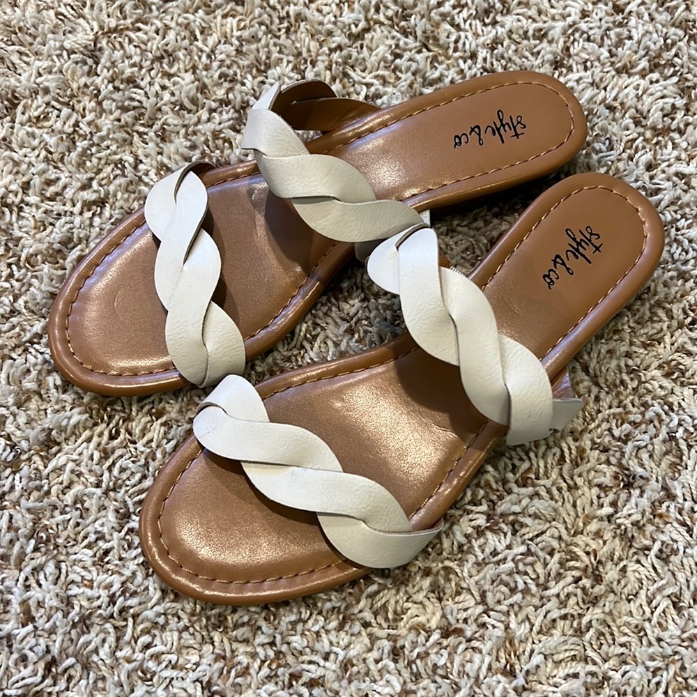 BRAND NEW. NEVER WORN. Braided sandals